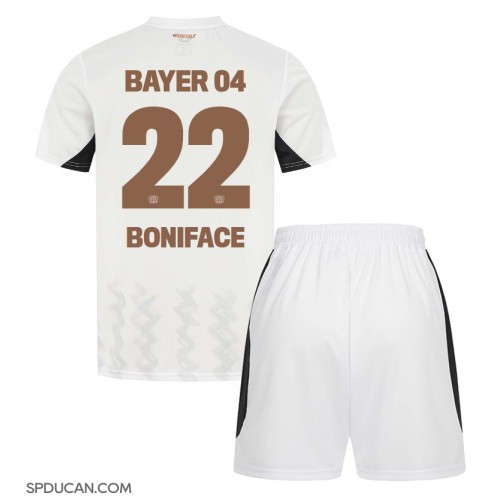 Dječji Nogometni Dres Bayer Leverkusen Victor Boniface #22 Gostujuci 2024-25 Kratak Rukav (+ Kratke hlače)